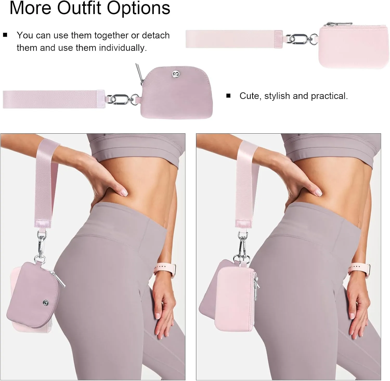 Babysun Mini Zip Around Dual Pouch Wristlet With 2 Straps Wristlet Keychain Wallet for Women Coin Purse Small Cute for Teen Girl