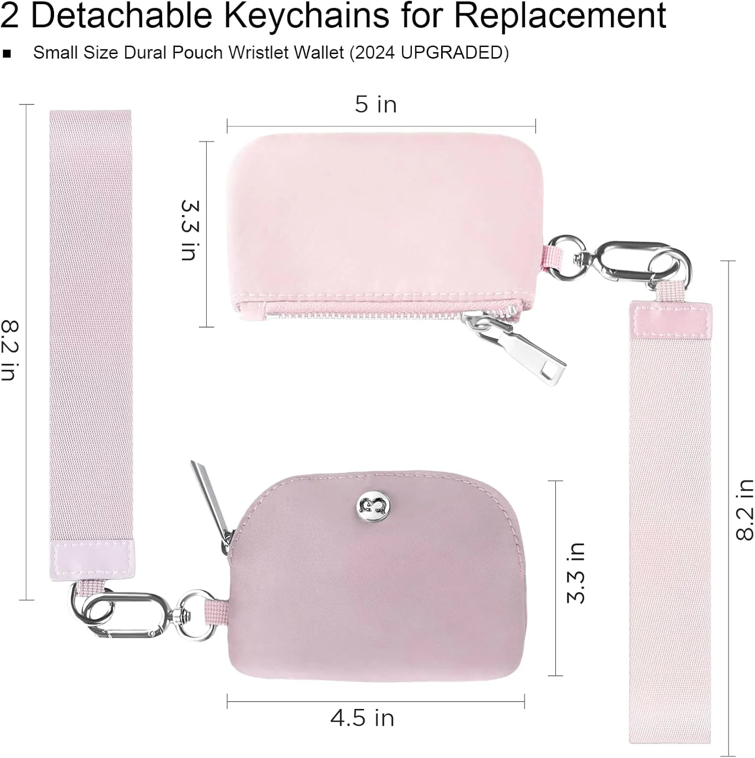 Babysun Mini Zip Around Dual Pouch Wristlet With 2 Straps Wristlet Keychain Wallet for Women Coin Purse Small Cute for Teen Girl