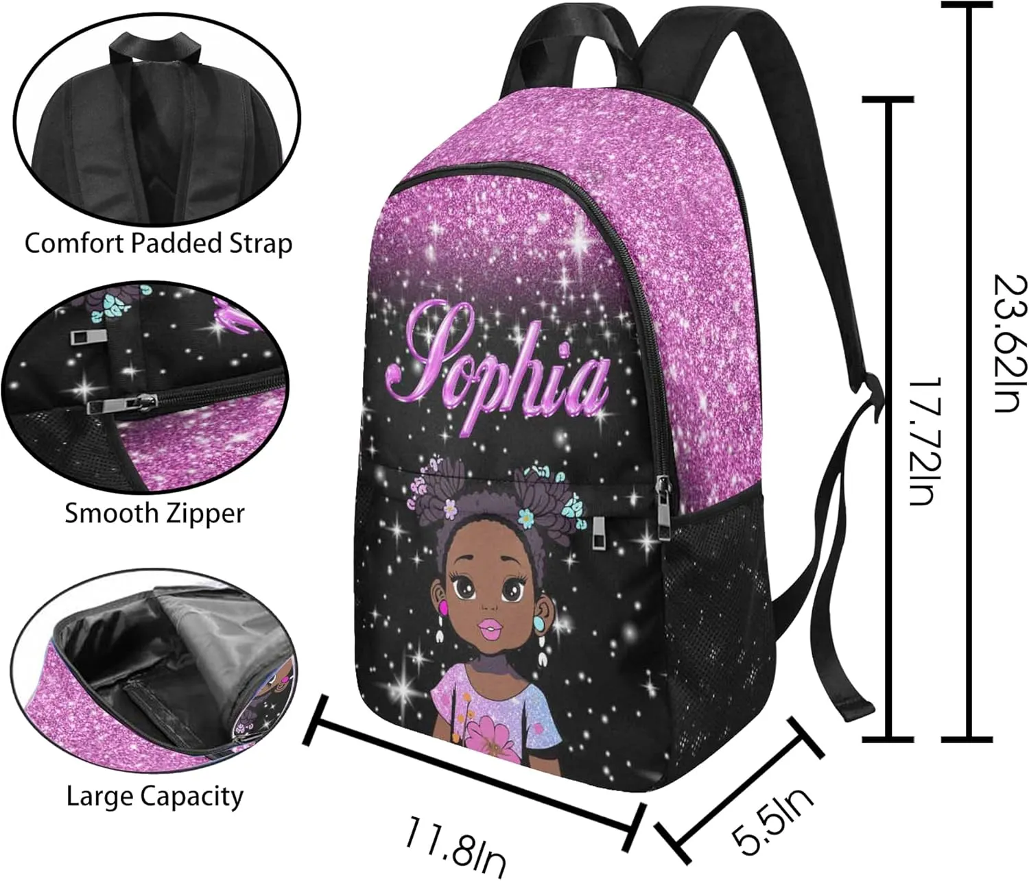 Back to School Gifts for Daughter Niece Granddaughter Personalized Kids Backpack Customized Backpack for Girl Custom Colorful Backpack Shoulders with Name Casual Unisex School Bags