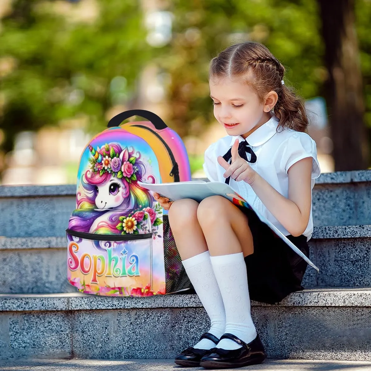 Back to School Personalized Backpacks for Girls Backpack and Lunch Box Set Gifts for Daughter Customized Kids Backpack Casual Unisex School Bags Custom Backpack Shoulders with Name