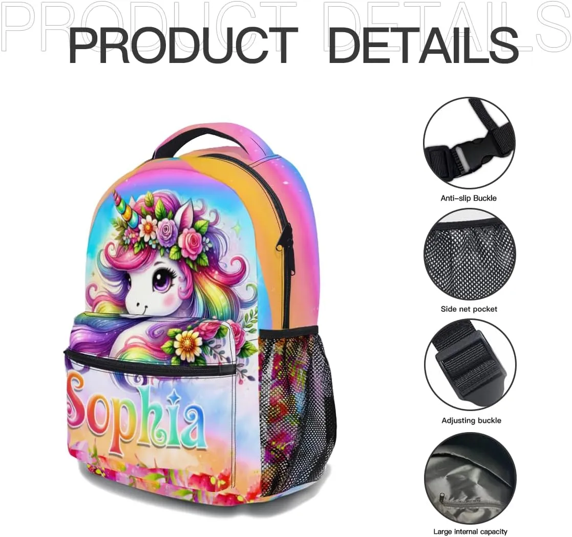 Back to School Personalized Backpacks for Girls Backpack and Lunch Box Set Gifts for Daughter Customized Kids Backpack Casual Unisex School Bags Custom Backpack Shoulders with Name