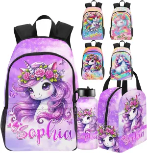 Back to School Personalized Backpacks for Girls Backpack and Lunch Box Set Gifts for Daughter Customized Kids Backpack Casual Unisex School Bags Custom Backpack Shoulders with Name