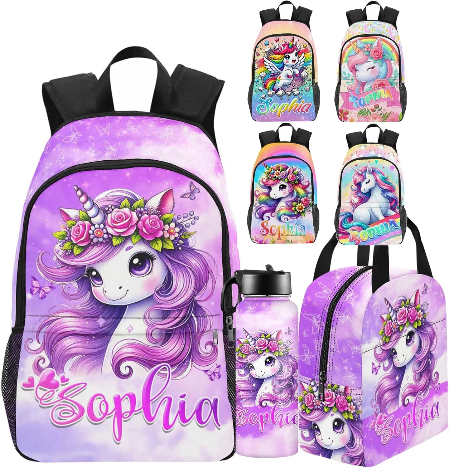 Back to School Personalized Backpacks for Girls Backpack and Lunch Box Set Gifts for Daughter Customized Kids Backpack Casual Unisex School Bags Custom Backpack Shoulders with Name