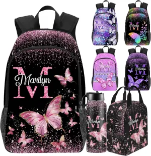 Back to School Personalized Backpacks for Girls Backpack and Lunch Box Set Gifts for Daughter Customized Kids Backpack Casual Unisex School Bags Custom Backpack Shoulders with Name