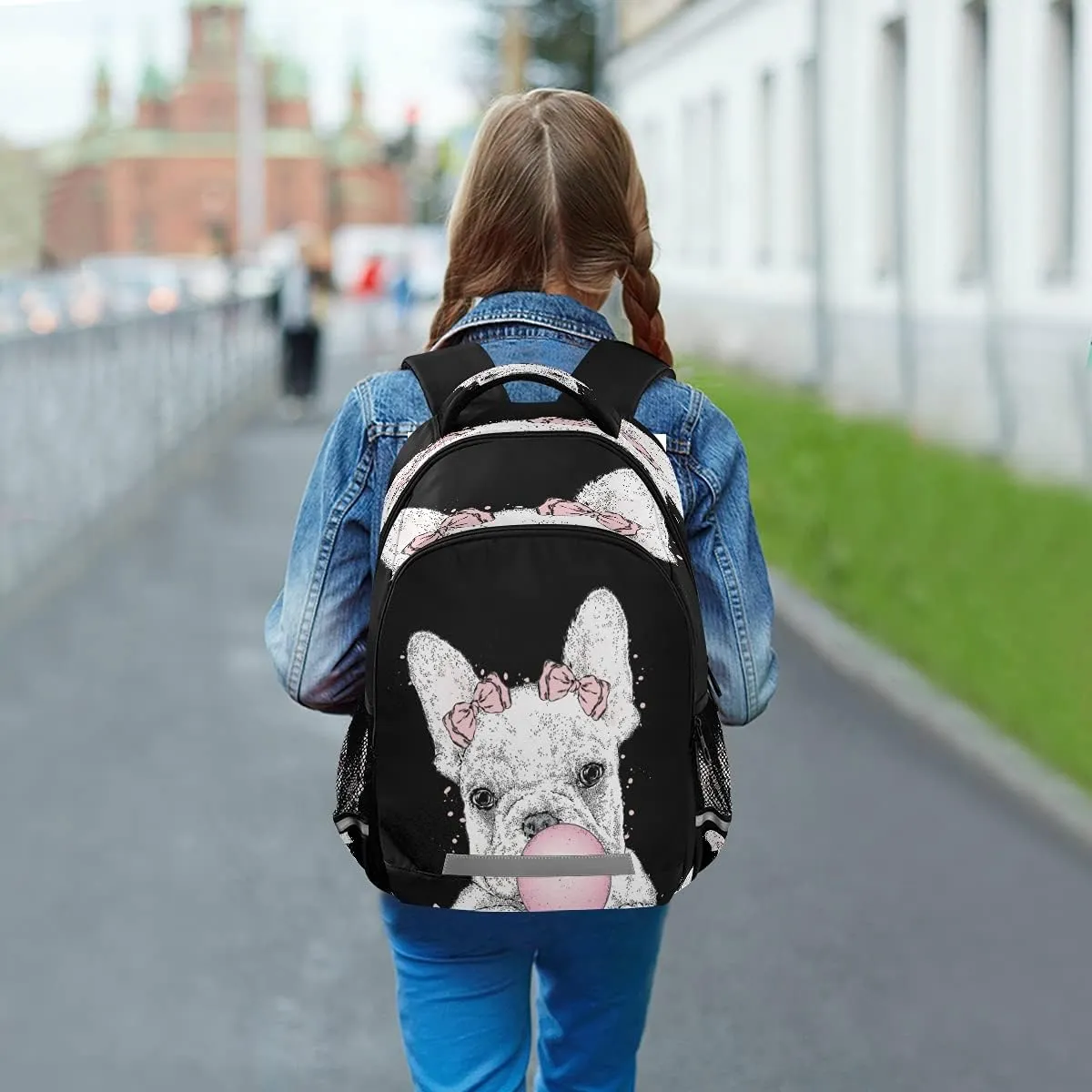 Backpack Bookbag Cute French Bulldog School Bag Travel Bag for Girls Boys Teen