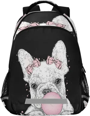 Backpack Bookbag Cute French Bulldog School Bag Travel Bag for Girls Boys Teen