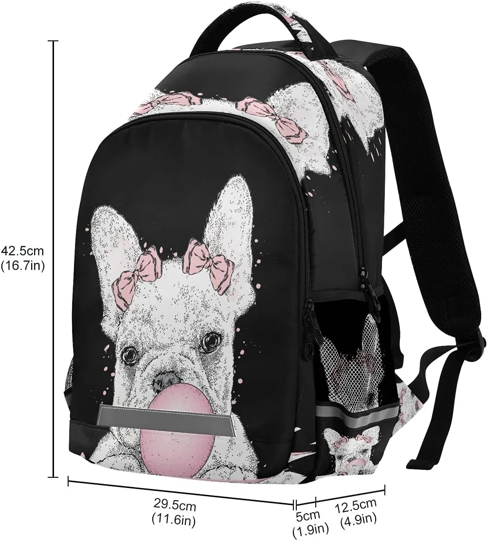 Backpack Bookbag Cute French Bulldog School Bag Travel Bag for Girls Boys Teen