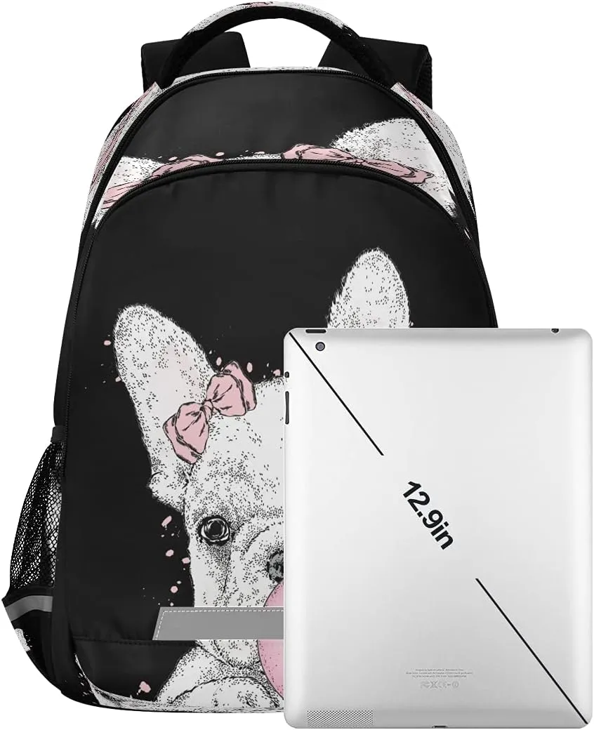 Backpack Bookbag Cute French Bulldog School Bag Travel Bag for Girls Boys Teen