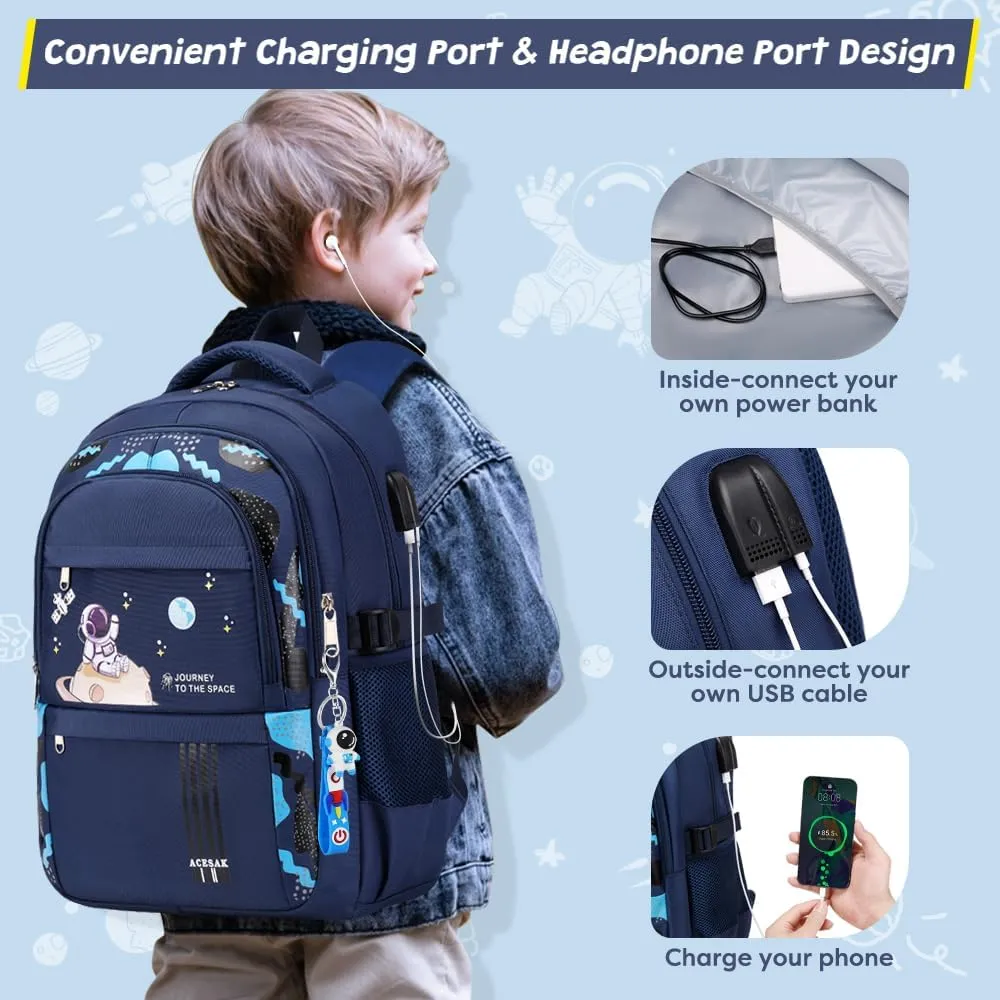 Backpack for Boys - Boy Backpack Schoolbag for Boys Kids Children Teens Girls Elementary Middle School Bags, Waterproof Lightweight Kids Bookbag Backpacks Casual Daypack with Lunch Bag Set