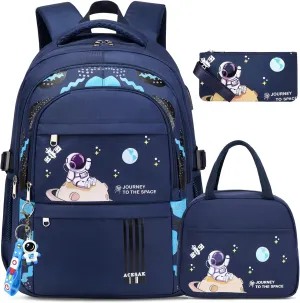 Backpack for Boys - Boy Backpack Schoolbag for Boys Kids Children Teens Girls Elementary Middle School Bags, Waterproof Lightweight Kids Bookbag Backpacks Casual Daypack with Lunch Bag Set