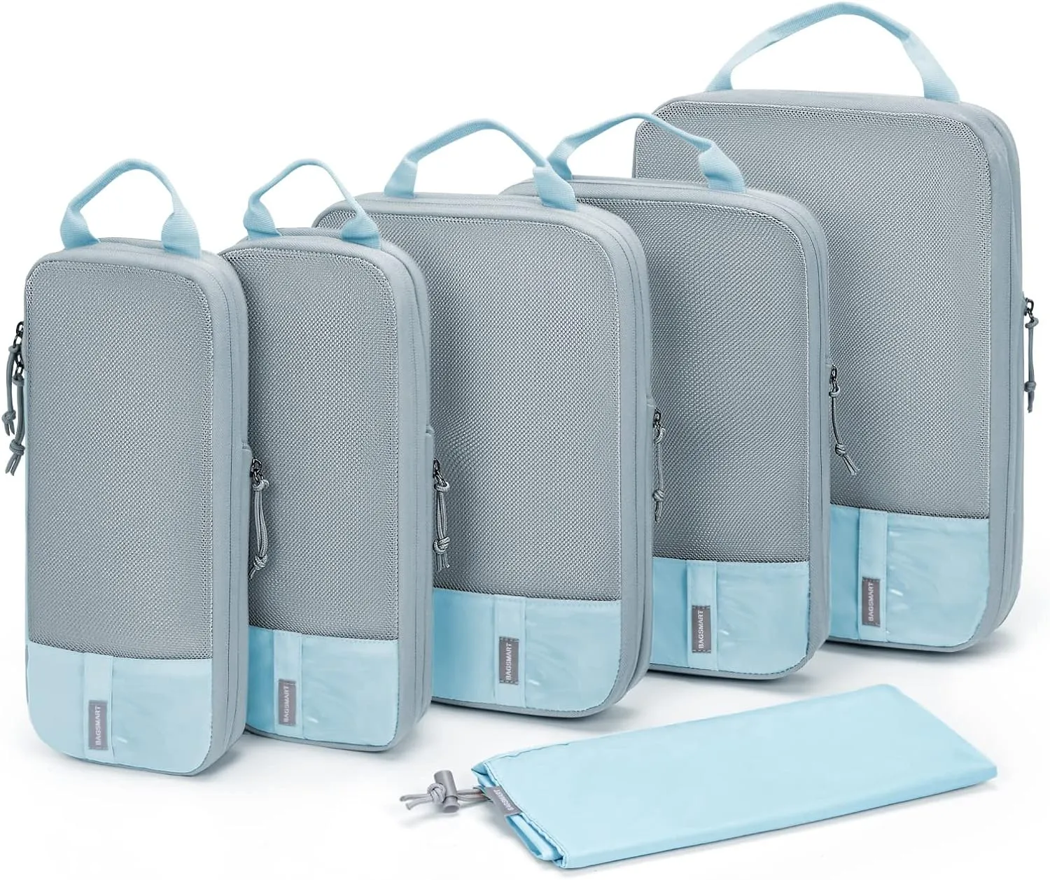 BAGSMART 6 Set Compression Packing Cubes - Lightweight Travel Essentials, Durable Luggage Organizer