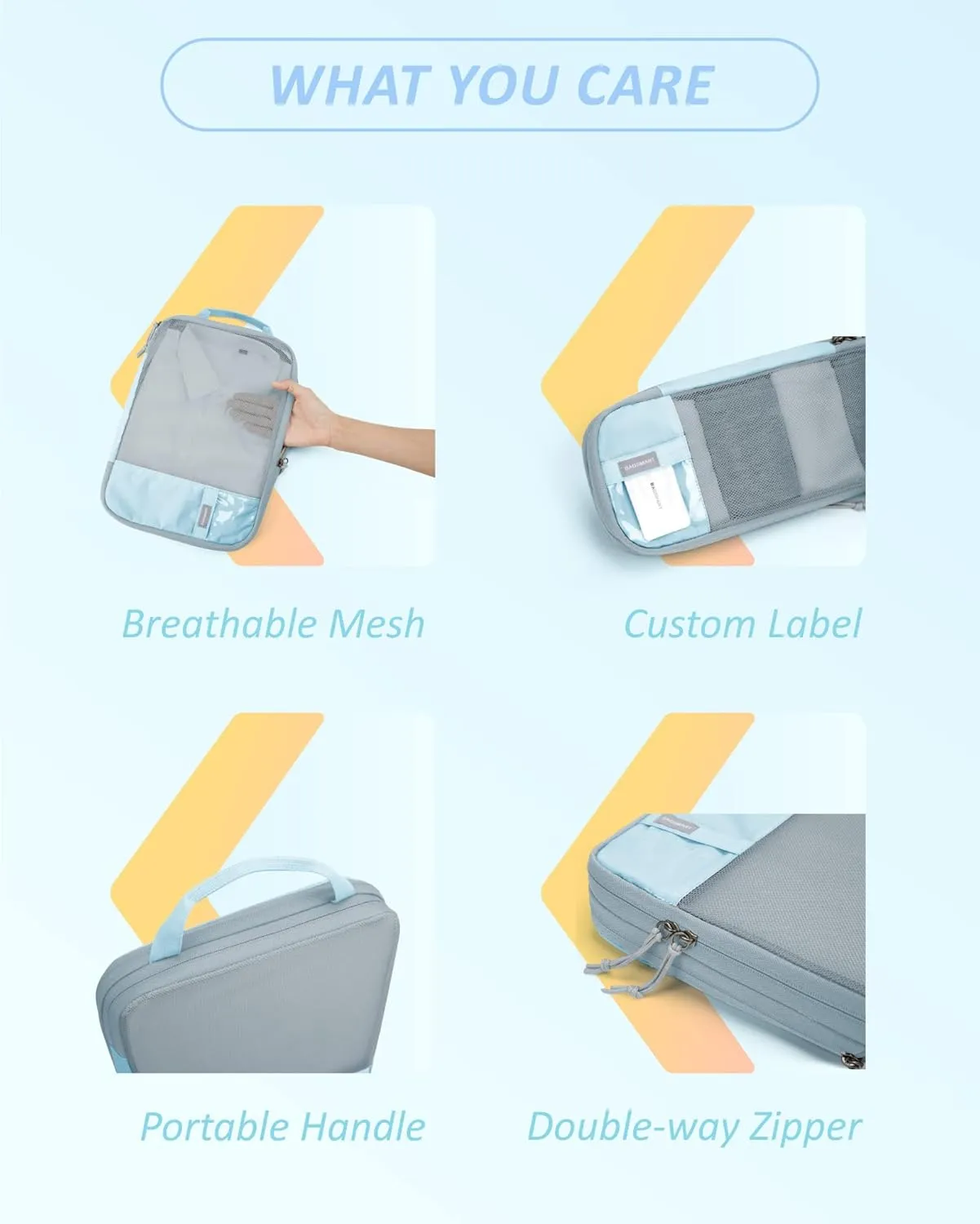 BAGSMART 6 Set Compression Packing Cubes - Lightweight Travel Essentials, Durable Luggage Organizer