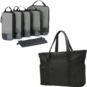 BAGSMART 6 Set/4 Set/2 Set Compression Packing Cubes and Large Tote Bag For Women, Travel Essentials, Travel Accessories for Suitcase Organizer Bags Set, Durable Luggage Organizer Travel Bags