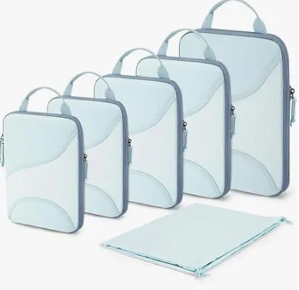 BAGSMART Compression Packing Cubes for Travel, 6 Set Travel Packing Cubes for Suitcases, Compression Suitcases Organizers Bag Set for Travel Essentials, Lightweight Packing Organizers with Shoe Bag