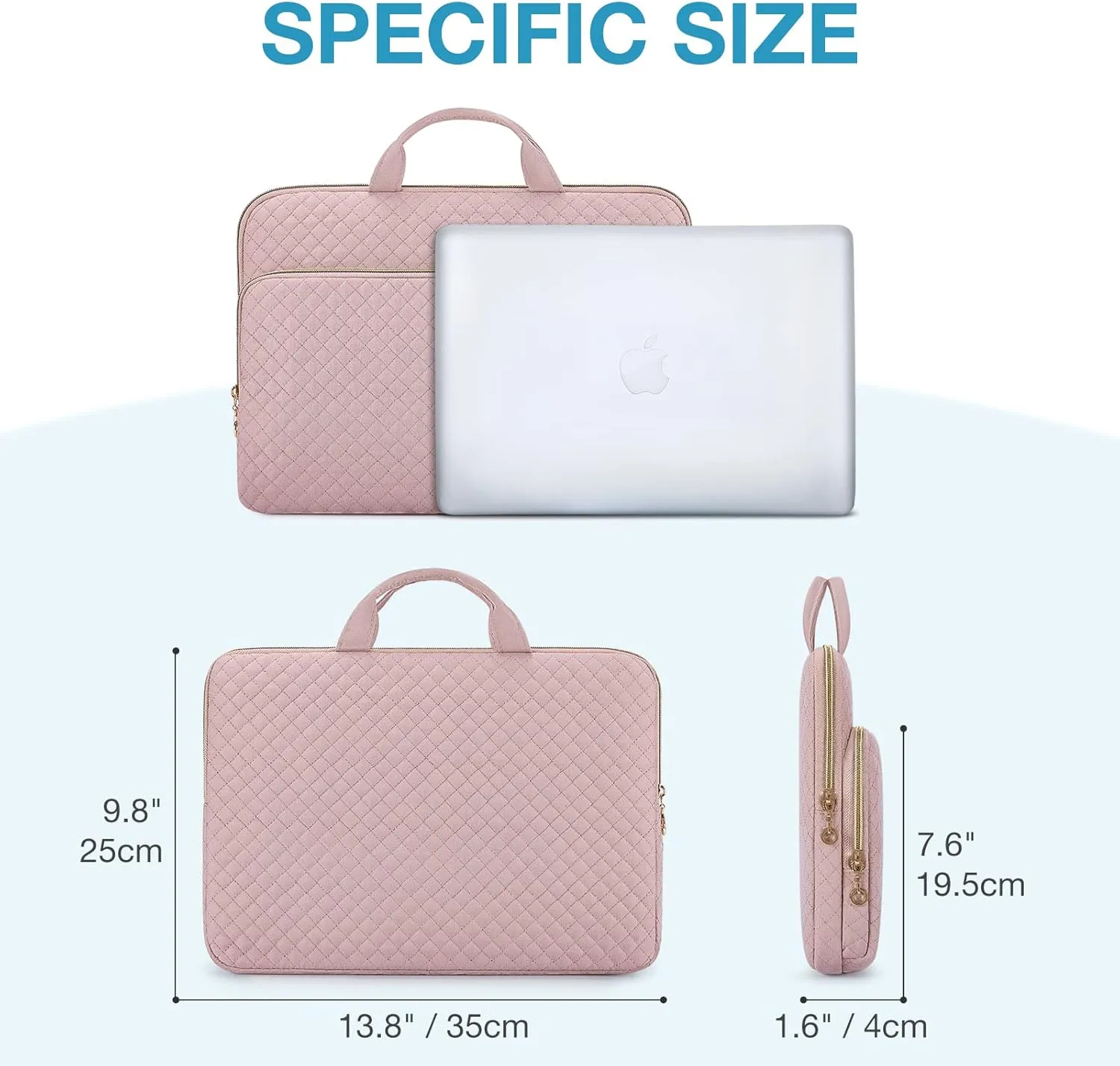 BAGSMART Laptop Sleeve Carrying Case for 13-13.3 inch Notebooks - Compatible with MacBook Pro 14 Inch and MacBook Air - Protective Bag with Pocket, Handles, Pink