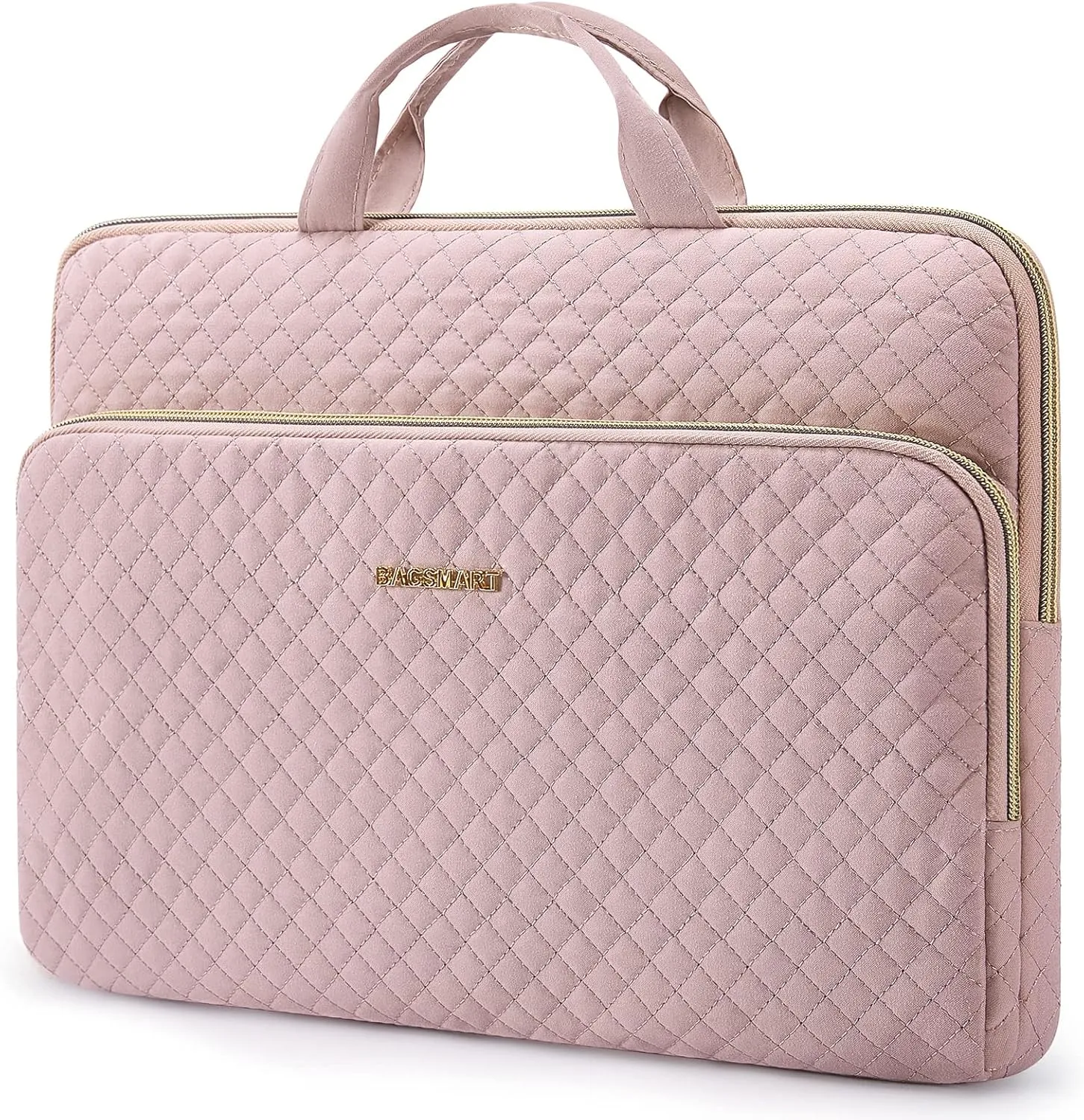 BAGSMART Laptop Sleeve Carrying Case for 13-13.3 inch Notebooks - Compatible with MacBook Pro 14 Inch and MacBook Air - Protective Bag with Pocket, Handles, Pink