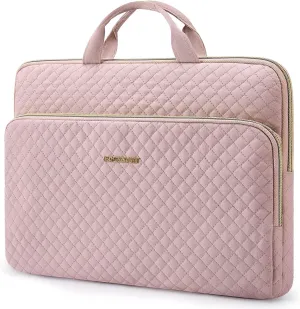 BAGSMART Laptop Sleeve Carrying Case for 13-13.3 inch Notebooks - Compatible with MacBook Pro 14 Inch and MacBook Air - Protective Bag with Pocket, Handles, Pink
