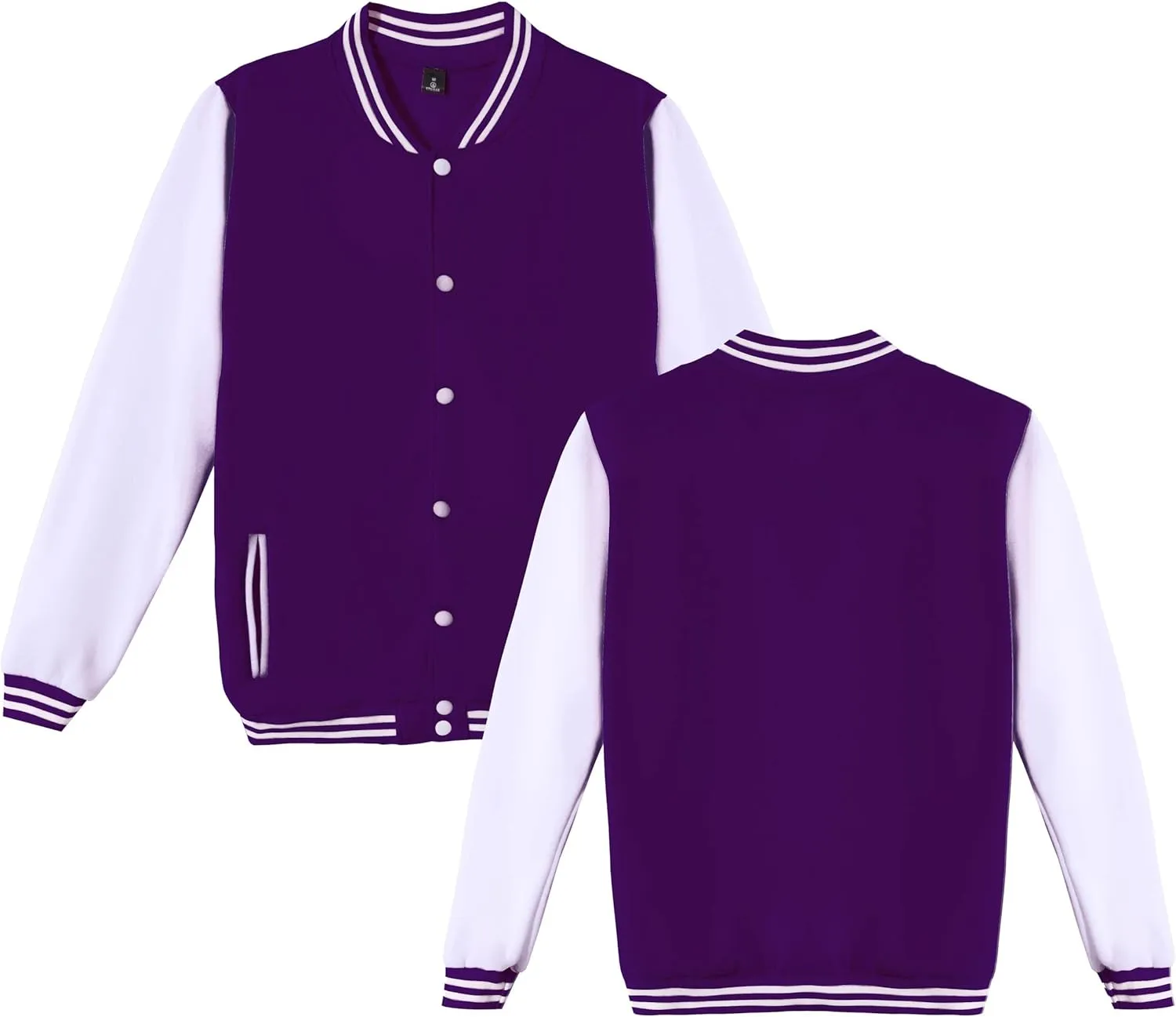 BAICAIYU Men's Baseball Varsity Jacket Hooded Button Closure Coat Fashion Leather Sleeve Letterman Bomber Top