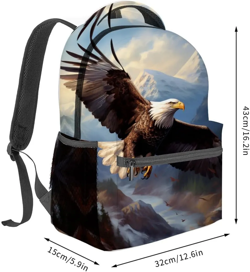 Bald Eagle Backpack Travel Backpacks Laptop Rucksack,School Bookbag for Women Kids Boys Girls,Eagle Back Pack Accessories Bags,Ideal Gifts for Work, Outdoor Adventures