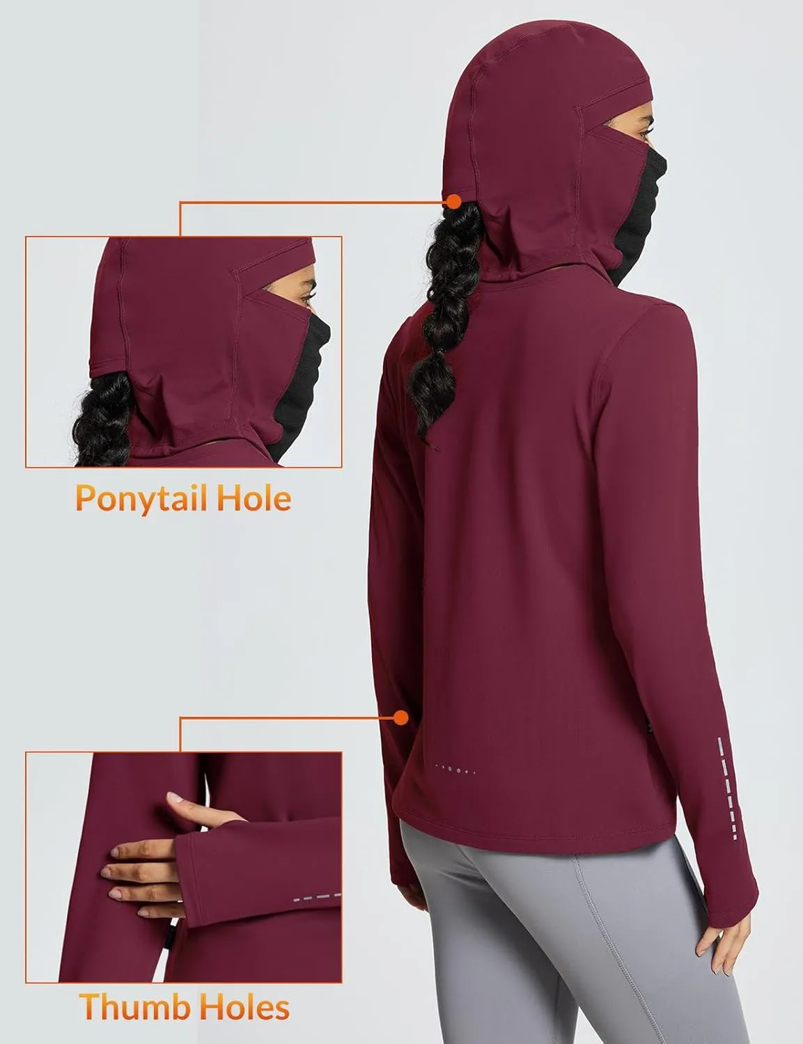 baleaf Thermal Long Sleeve Women Shirts Winter Clothes Cowl Neck Warm Fleece Base Layer Tops with Balaclava and Thumbholes