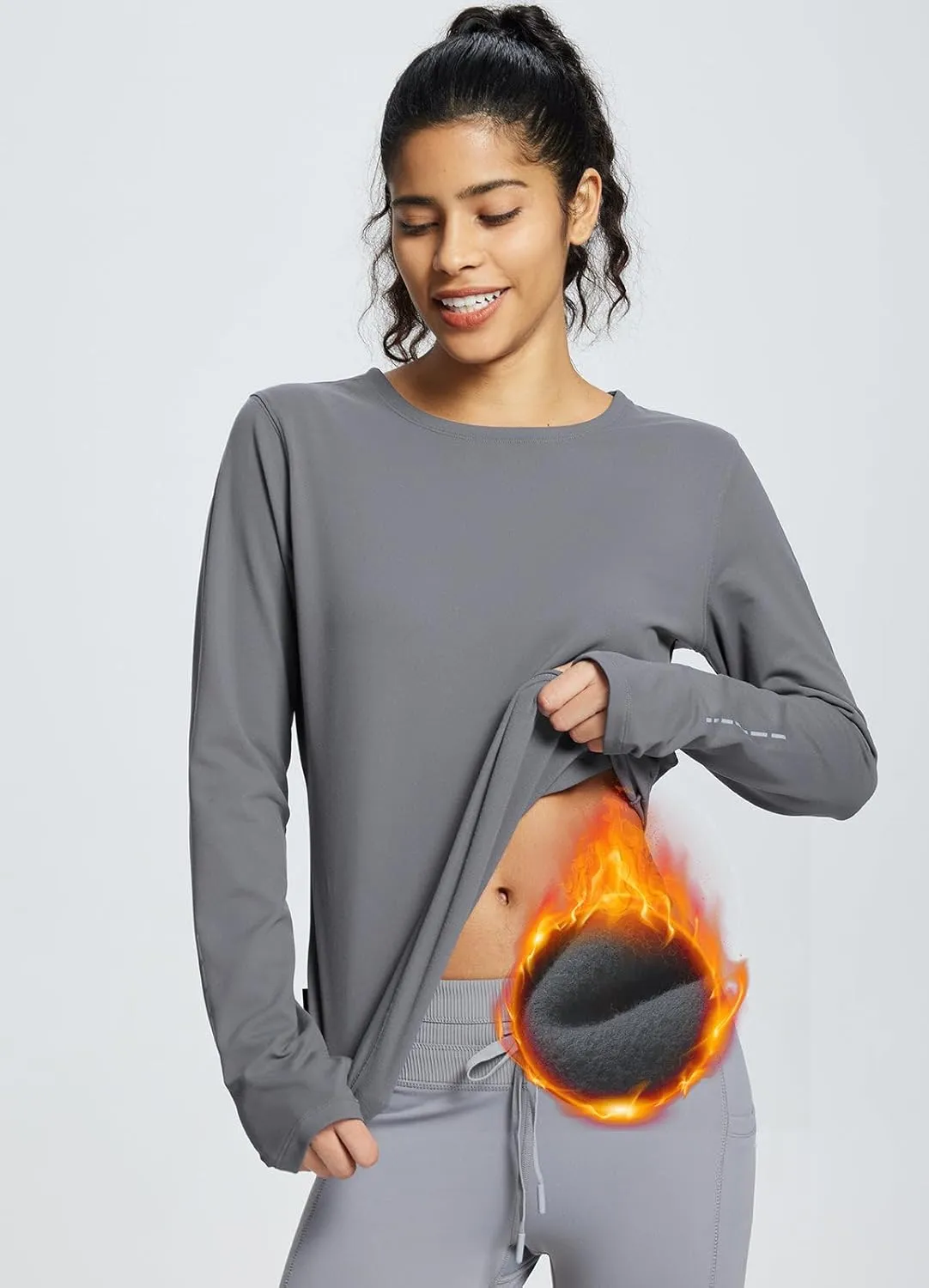 baleaf Thermal Long Sleeve Women Shirts Winter Clothes Cowl Neck Warm Fleece Base Layer Tops with Balaclava and Thumbholes