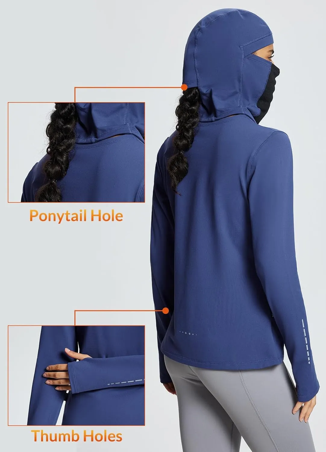 baleaf Thermal Long Sleeve Women Shirts Winter Clothes Cowl Neck Warm Fleece Base Layer Tops with Balaclava and Thumbholes