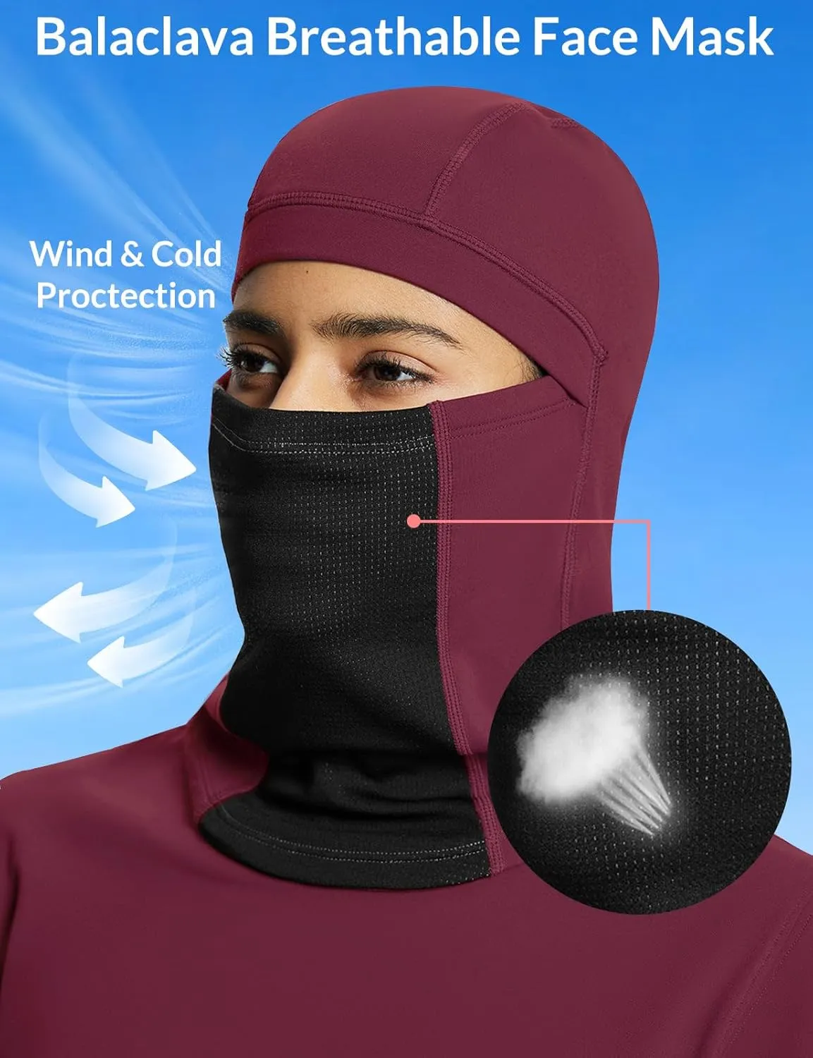 baleaf Thermal Long Sleeve Women Shirts Winter Clothes Cowl Neck Warm Fleece Base Layer Tops with Balaclava and Thumbholes