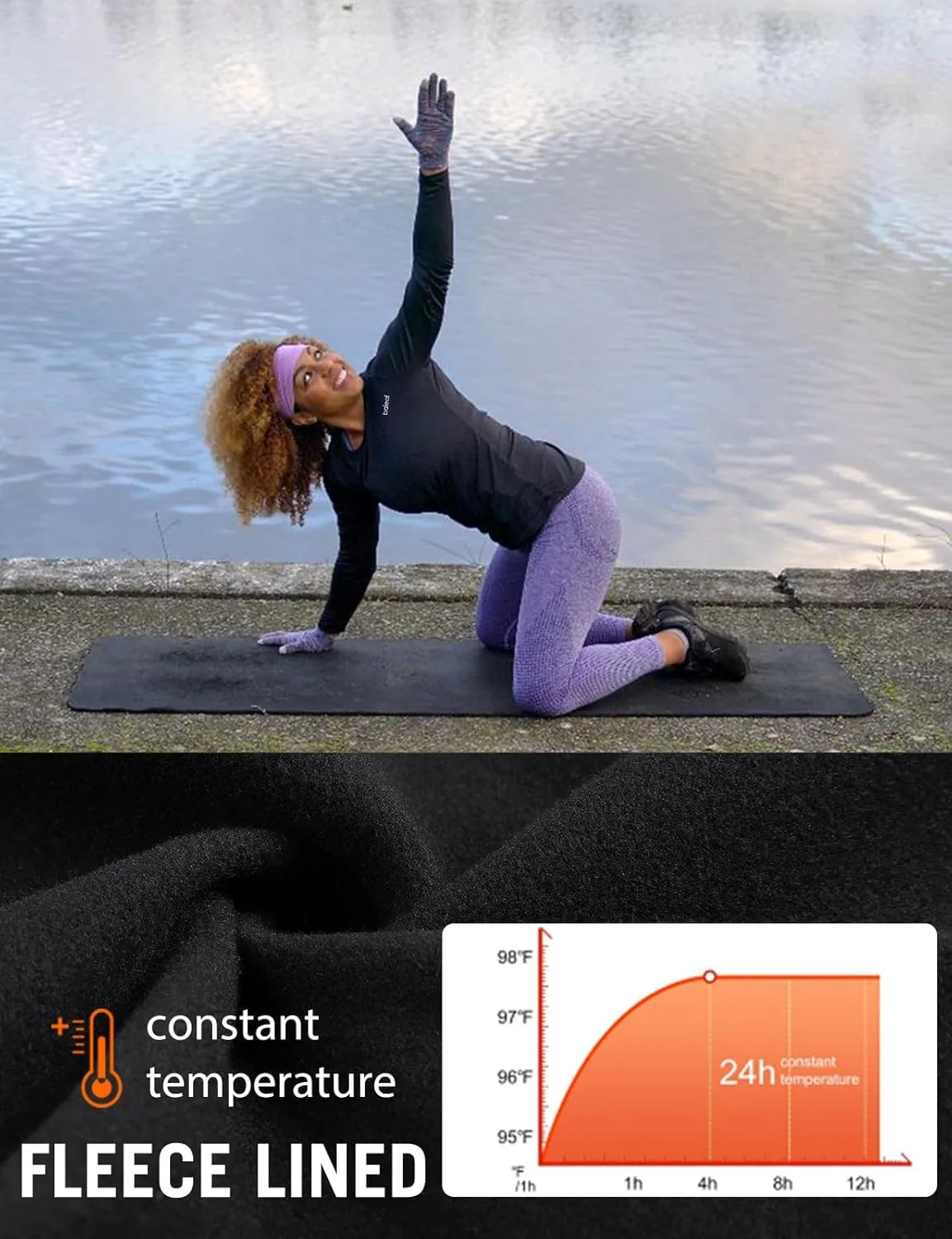 baleaf Thermal Shirts for Women Long Sleeve Fleece Tops Running Workout Cold Weather Gear Compression Zipper Pocket