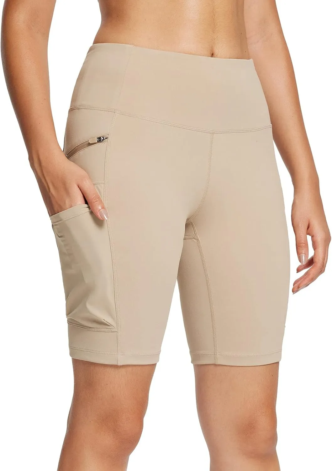 baleaf Women's Hiking Shorts High Waist Biker Shorts Close Fit Cargo Zip Pockets Running Outdoor Travel Workout