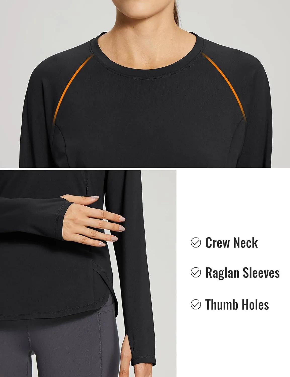 baleaf Women's Thermal Tops Fleece Lined Shirts Long Sleeve Cold Weather Running Gear Workout Zipper Pocket Thumbholes