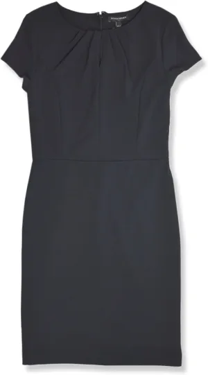 Banana Republic Womens Pleated Collar Short Cap Sleeve Sheath Dress, (Black, US: 4)