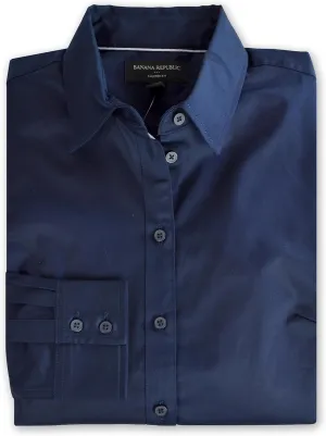 Banana Republic Womens Tailored Fit Button Down Top Shirt,