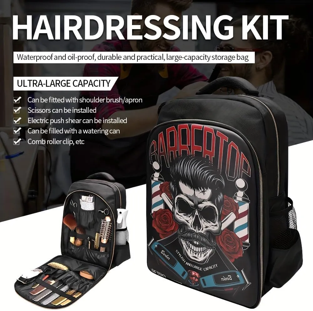 Barber Travel Bag Backpack BAEBERPLAN Large Organizer for Barbers Clippers and Supplies Portable Hairstylist Clipper Hairdresser Bag Backpack (Black - Red)