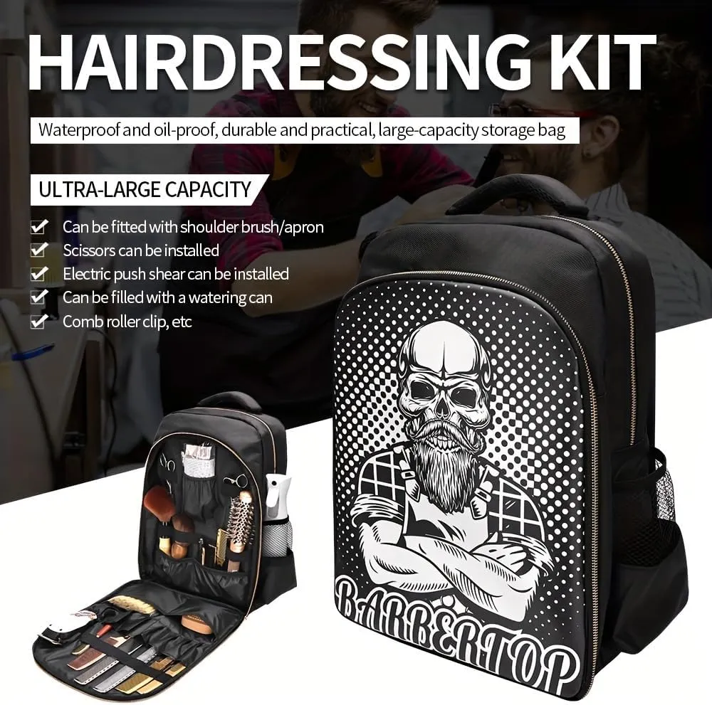 Barber Travel Bag Backpack BAEBERPLAN Large Organizer for Barbers Clippers and Supplies Portable Hairstylist Clipper Hairdresser Bag Backpack (Black - White)