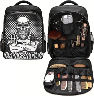 Barber Travel Bag Backpack BAEBERPLAN Large Organizer for Barbers Clippers and Supplies Portable Hairstylist Clipper Hairdresser Bag Backpack (Black - White)