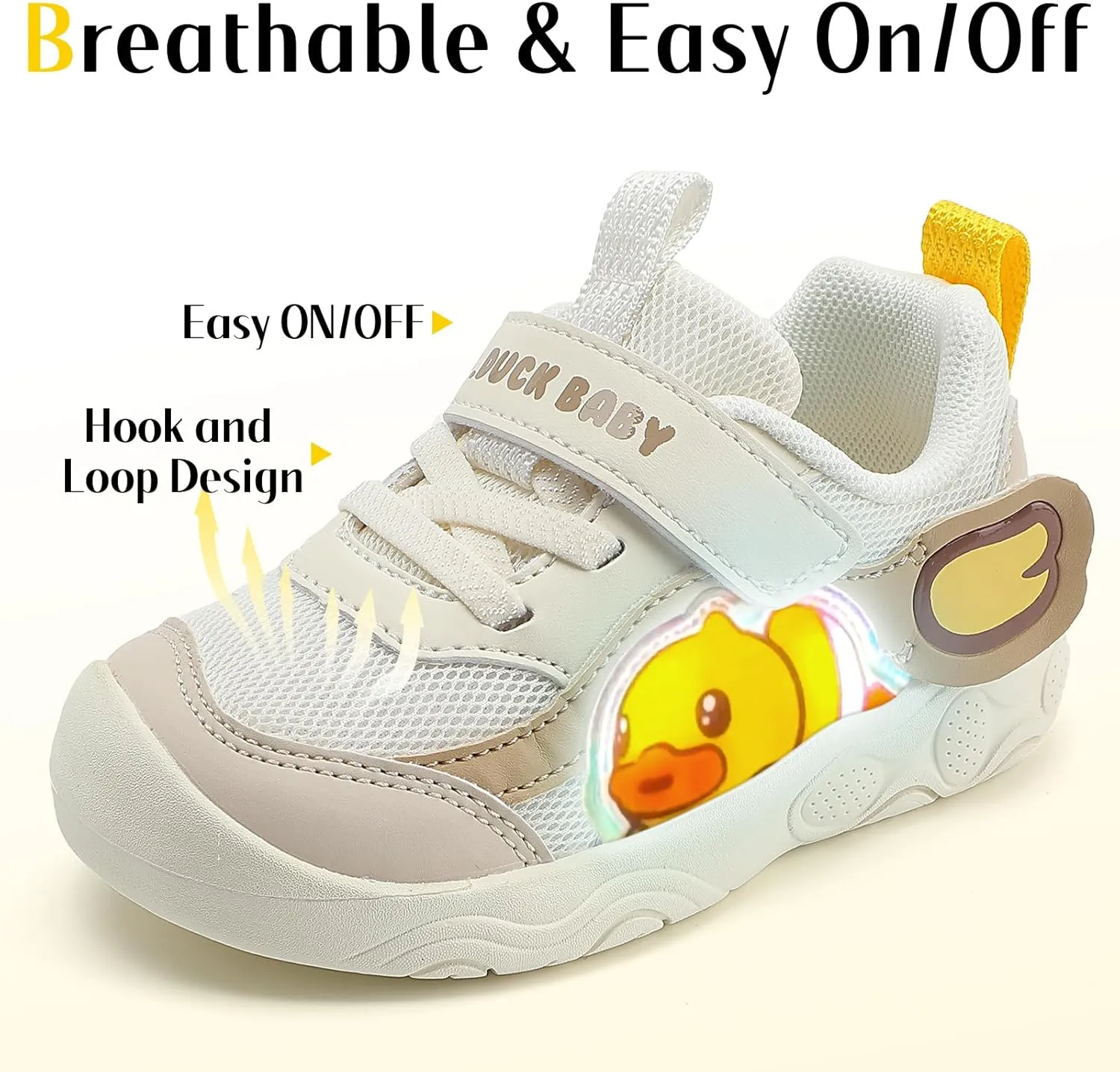B.Duck Toddler Shoes for Girl and Boy Light Up Shoes [Comfortable & Playful] Kids Shoes with Led Toddler Running Shoes Toddler/Little Kid Sneakers Cute Cartoon Dinosaur Shoes Size 4-13