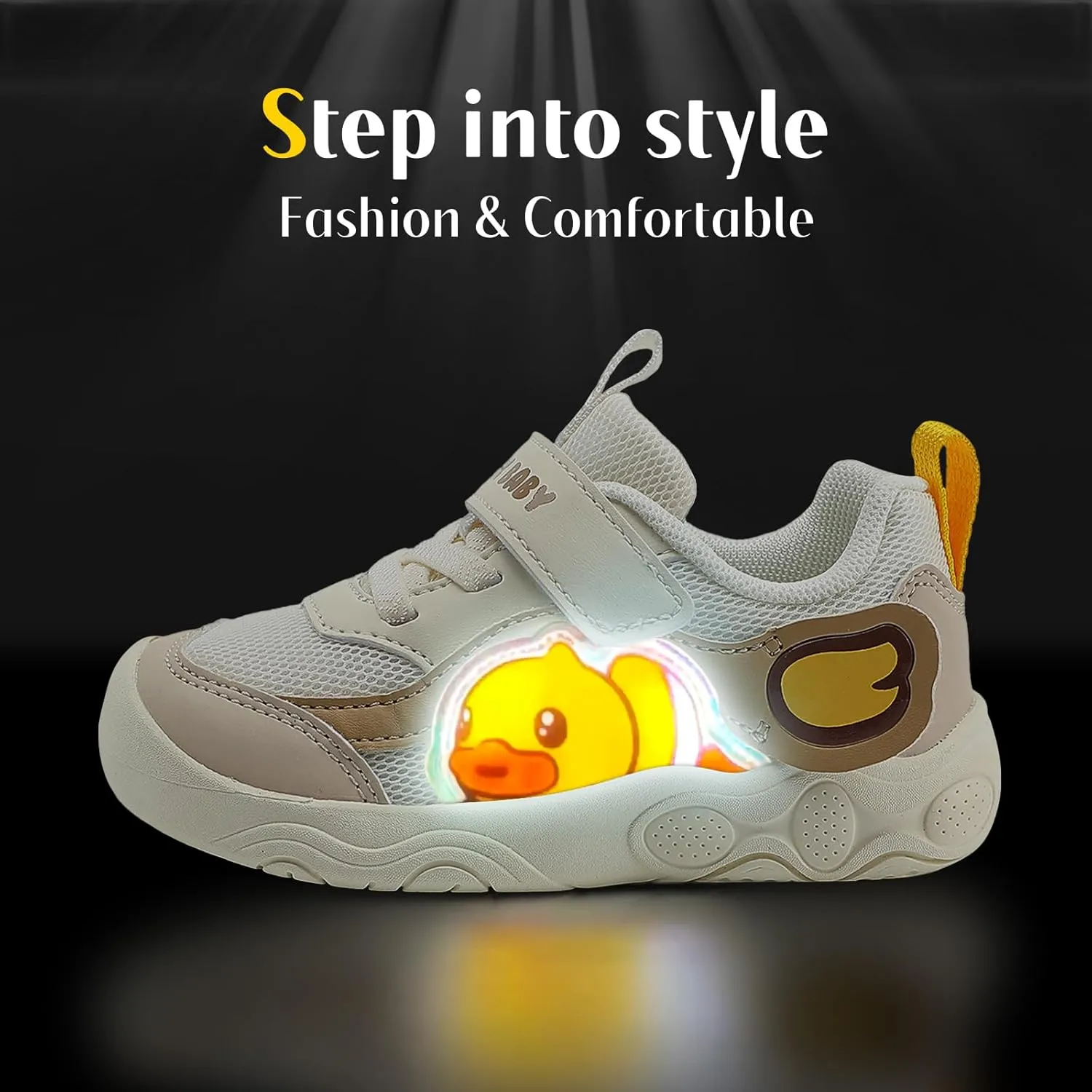 B.Duck Toddler Shoes for Girl and Boy Light Up Shoes [Comfortable & Playful] Kids Shoes with Led Toddler Running Shoes Toddler/Little Kid Sneakers Cute Cartoon Dinosaur Shoes Size 4-13