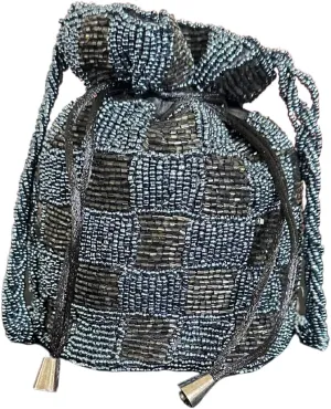 Beaded Potli Mini Bucket & Evening Bag with Wristlet