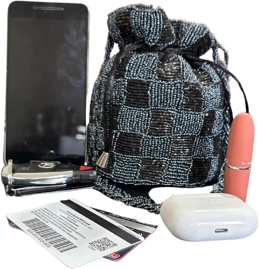Beaded Potli Mini Bucket & Evening Bag with Wristlet