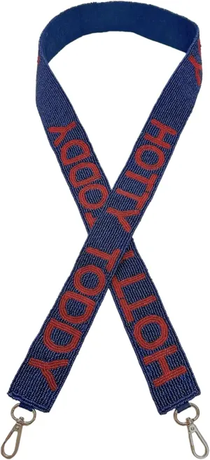Beaded Purse Strap Navy Blue & Red College Game Day Clear Handbag Replacement Strap Mississippi Stadium Football University 49 x1.75” Gold Hardware Clips