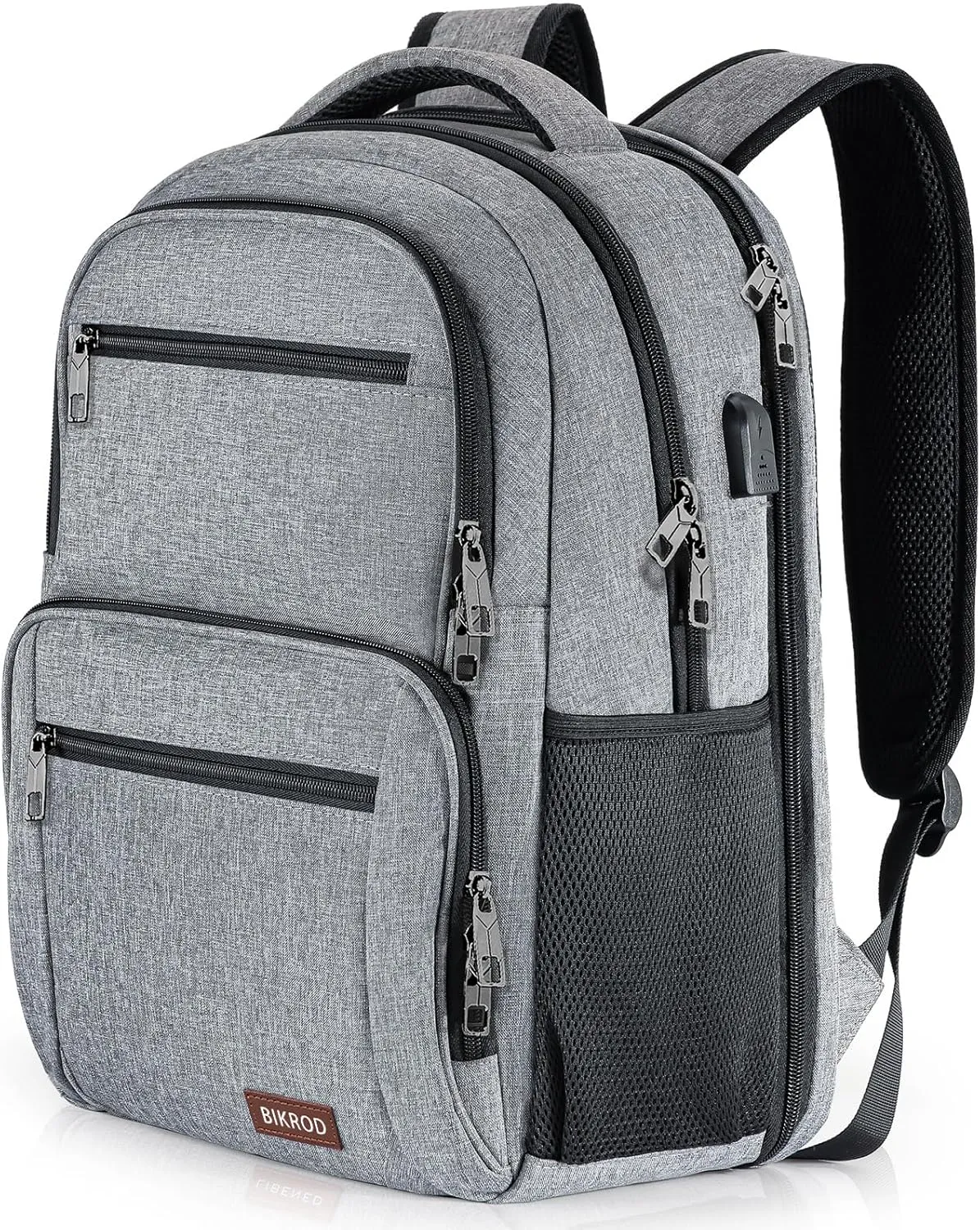 BIKROD Backpack for Men and Women, School Backpacks Water Resistant Back Pack with USB Charging Port, TSA Travel Backpack, Business Anti Theft Sturdy Computer Bag Gifts Fits 17.3 Inch Laptop, Grey