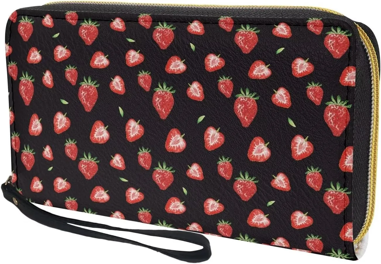 Binienty Womens Zipper Wallet, PU Leather Wristlet Purse, Zip Around Card Holder Organizer Clutch Handbag