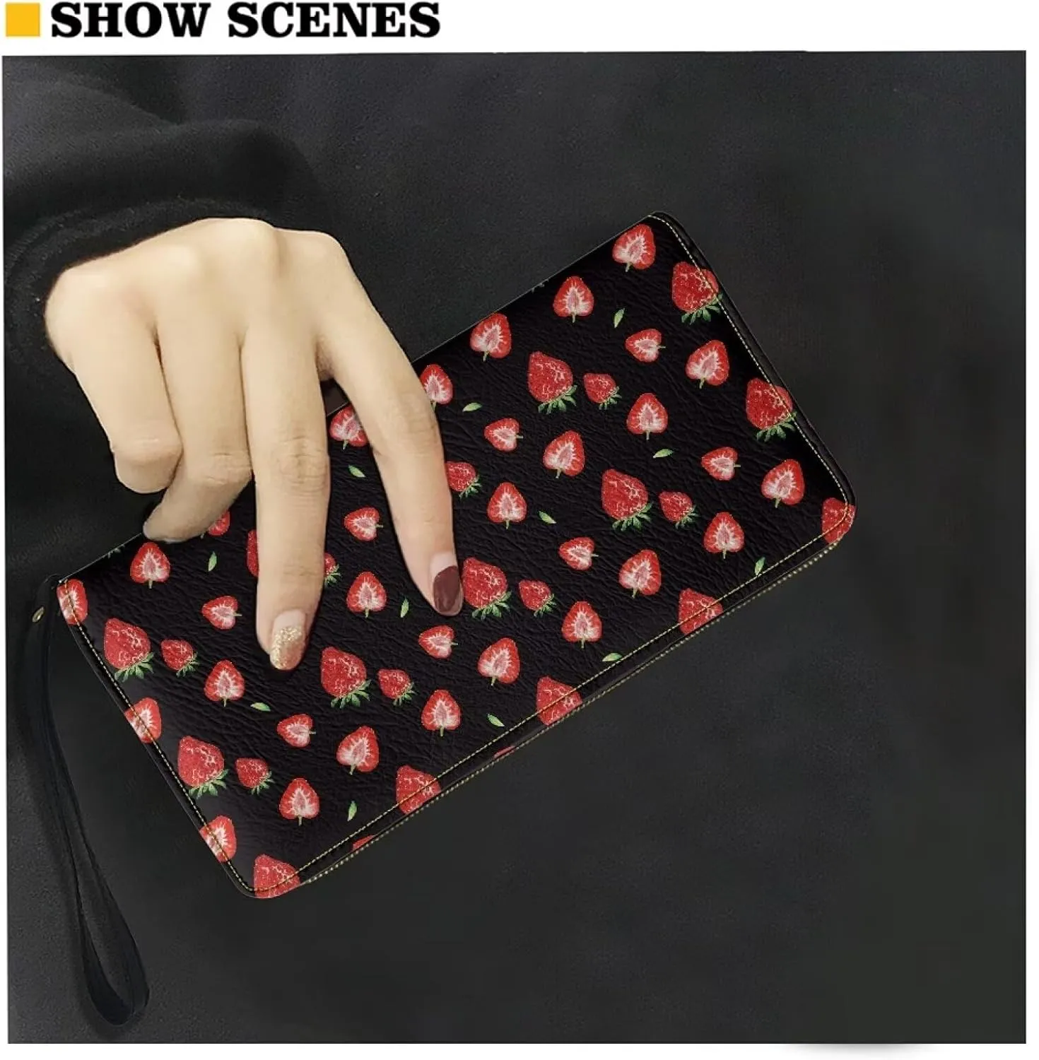 Binienty Womens Zipper Wallet, PU Leather Wristlet Purse, Zip Around Card Holder Organizer Clutch Handbag