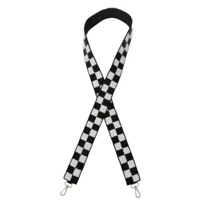 Black and White Checkered Beaded Purse Strap