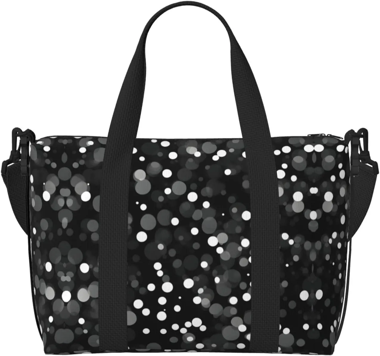 Black And White Dot Print Print Versatile Gym Sports Bag,Companion For Your Journeys And Fitness Routines