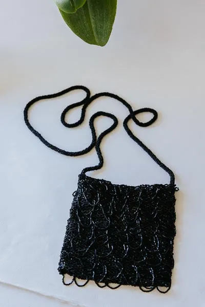 Black Flapper Beaded Bag