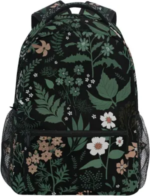 Black Flower Kids Backpacks for Girls Boys Teenager,BookBags Back to School Bag,Lightweight Travel Daypack Laptop Backpack,Elementary Primary Middle School Bags for Age 6-12