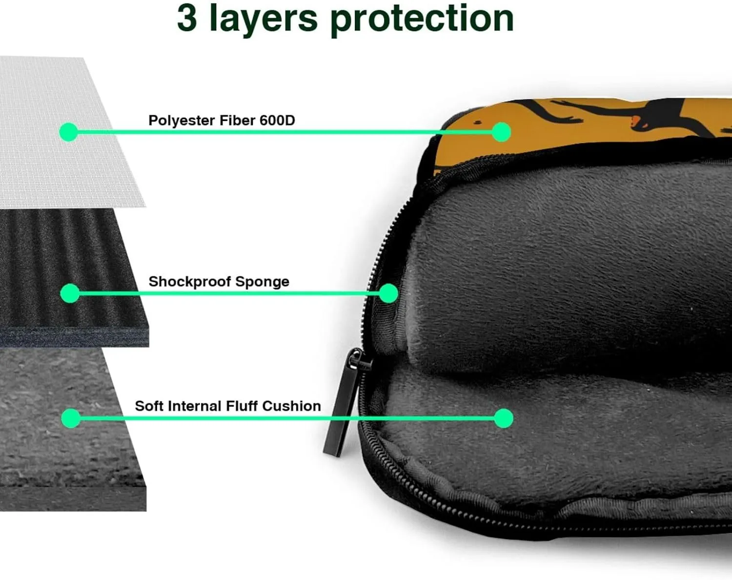 Black Gibbon Monkey Print Protective Laptop Bag Versatile Bags Computer Case Soft Women Men Unique