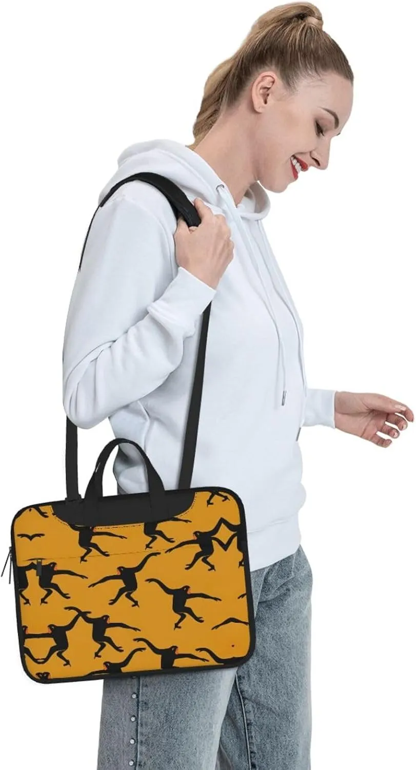 Black Gibbon Monkey Print Protective Laptop Bag Versatile Bags Computer Case Soft Women Men Unique