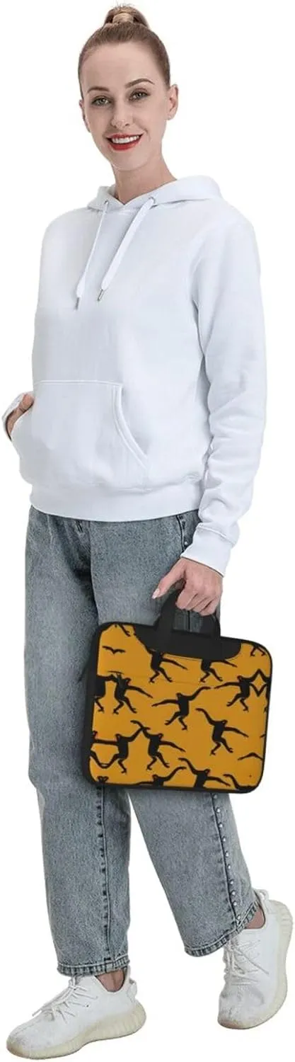Black Gibbon Monkey Print Protective Laptop Bag Versatile Bags Computer Case Soft Women Men Unique